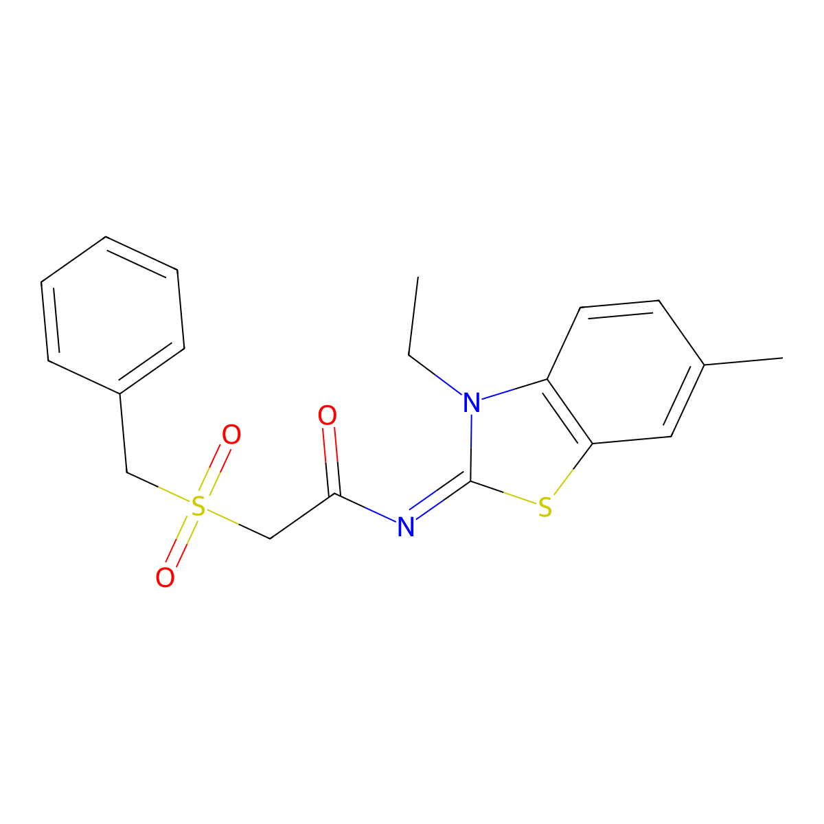 (E)-2-(benzylsulfonyl)-N-(3-ethyl-6-methylbenzo[d]thiazol-2(3H)-ylidene)acetamide molecular structure, CAS 1007084-42-5