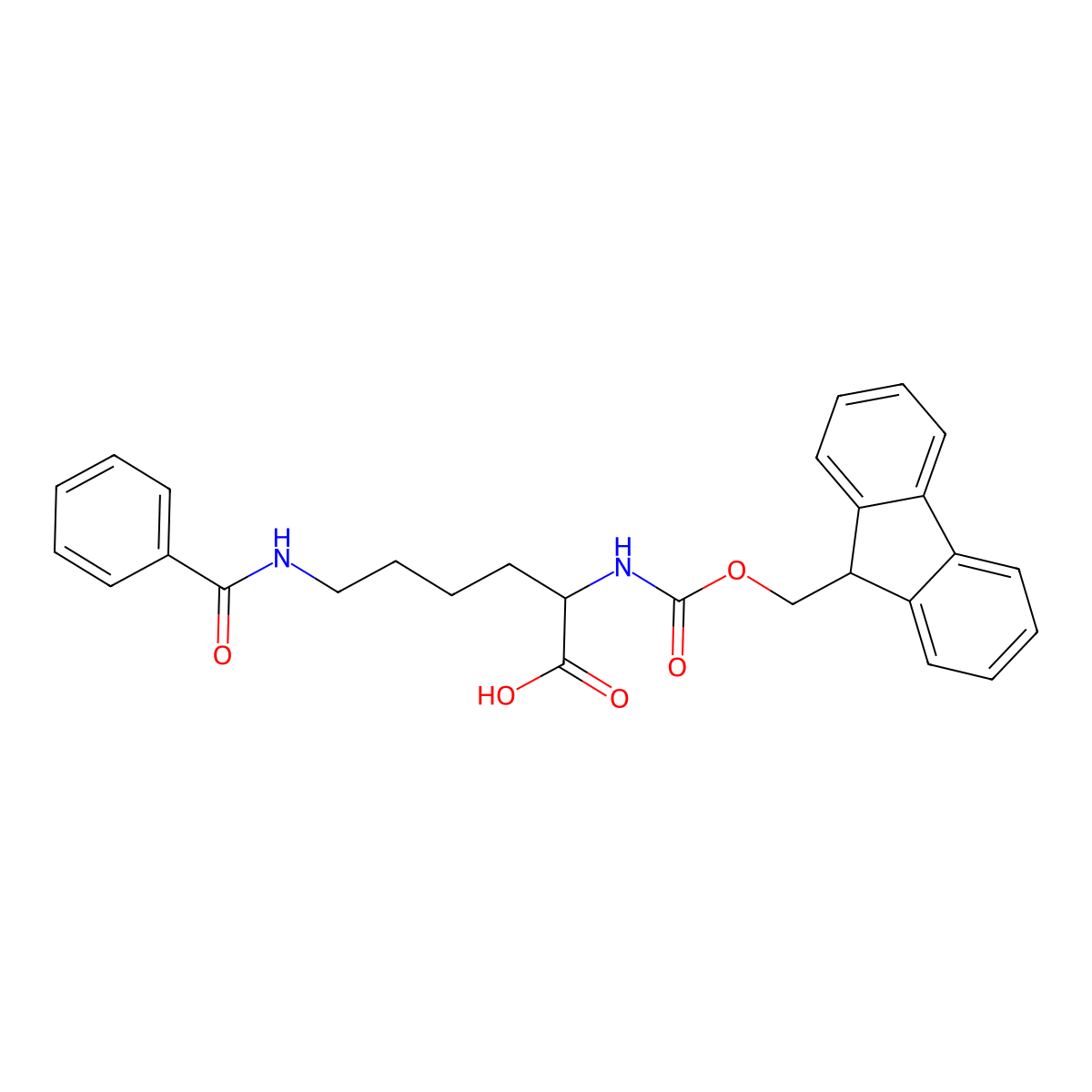 N2-(((9H-fluoren-9-yl)methoxy)carbonyl)-N6-benzoyl-L-lysine molecular structure, CAS 1007096-37-8