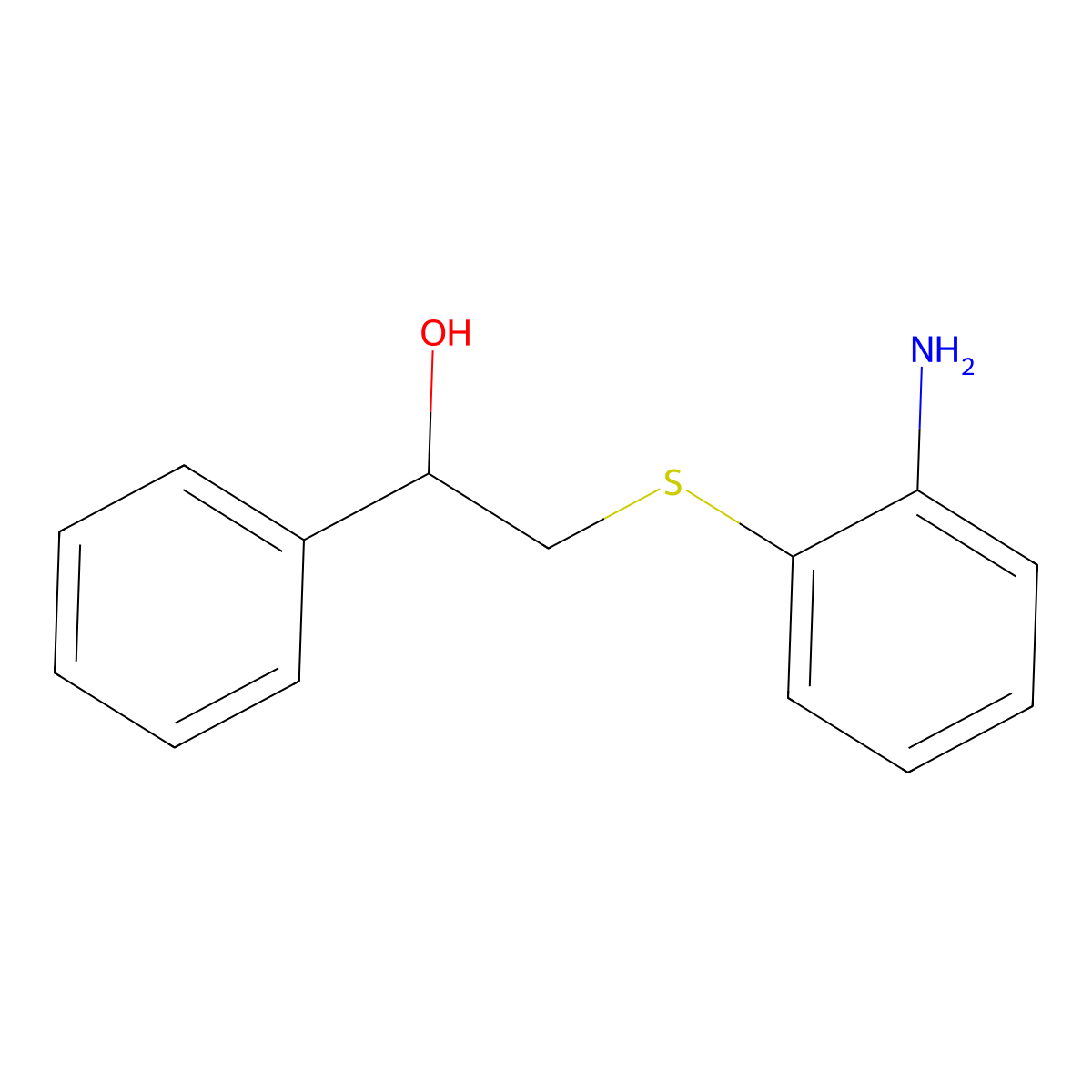 2-[(2-Aminophenyl)sulfanyl]-1-phenylethan-1-ol molecular structure, CAS 100710-54-1