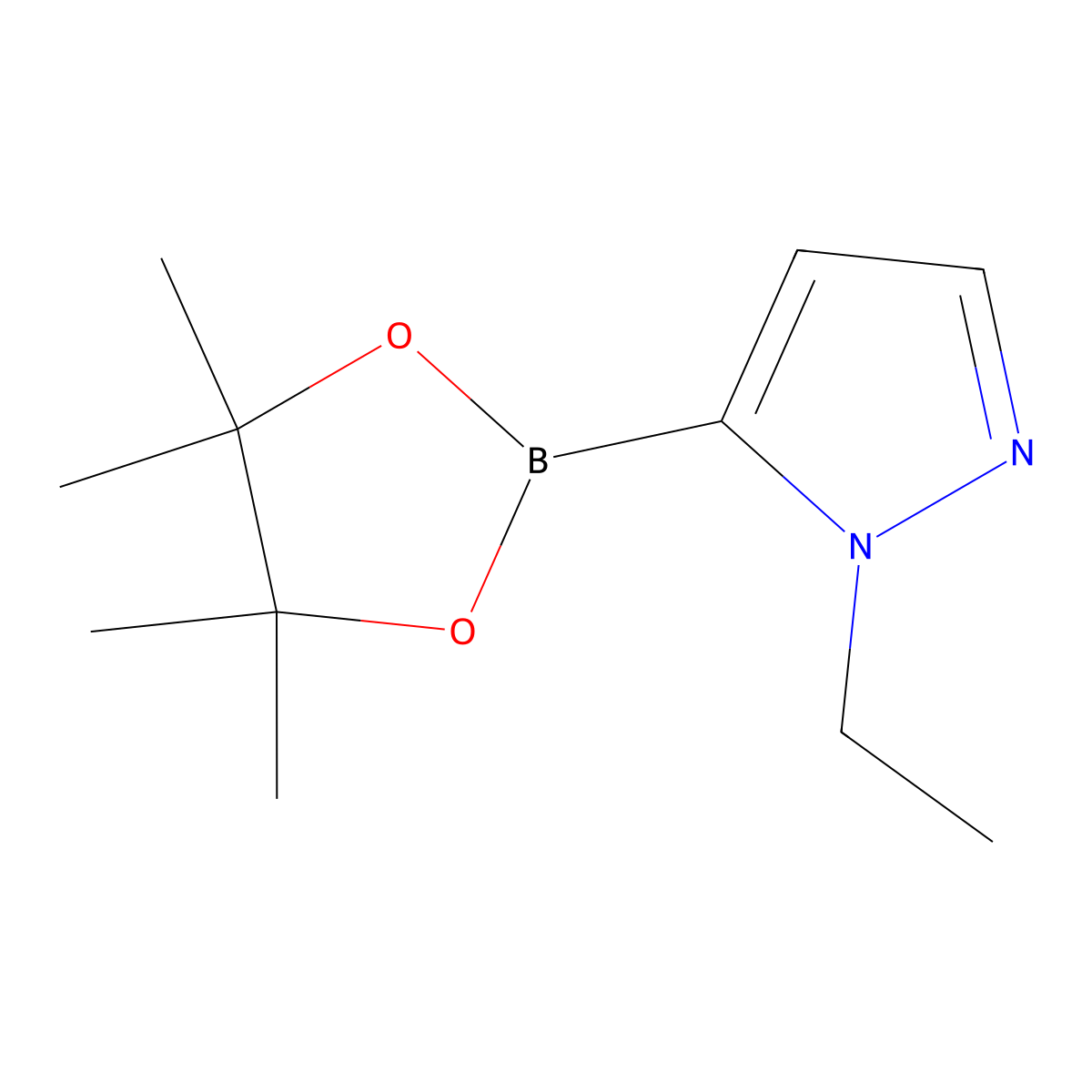 1-Ethylpyrazole-5-boronic acid, pinacol ester molecular structure, CAS 1007110-53-3