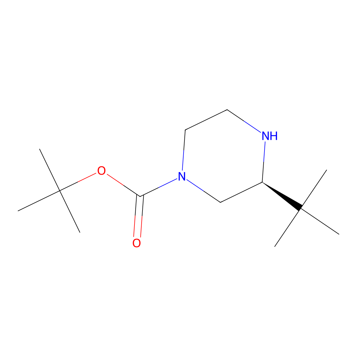 (S)-Tert-butyl 3-(tert-butyl)piperazine-1-carboxylate molecular structure, CAS 1007112-88-0