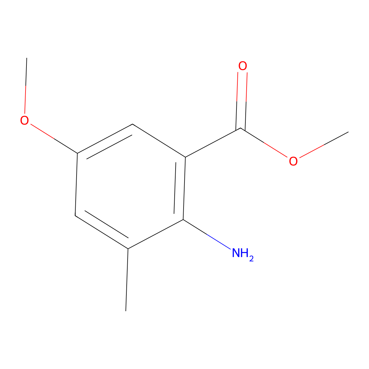 Methyl 2-amino-5-methoxy-3-methylbenzoate molecular structure, CAS 1007113-24-7