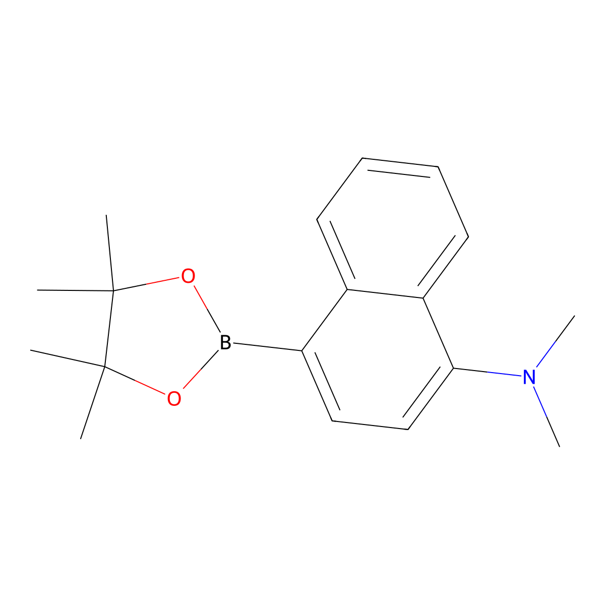 N,N-Dimethyl-4-(4,4,5,5-tetramethyl-1,3,2-dioxaborolan-2-yl)naphthalen-1-amine molecular structure, CAS 1007126-41-1