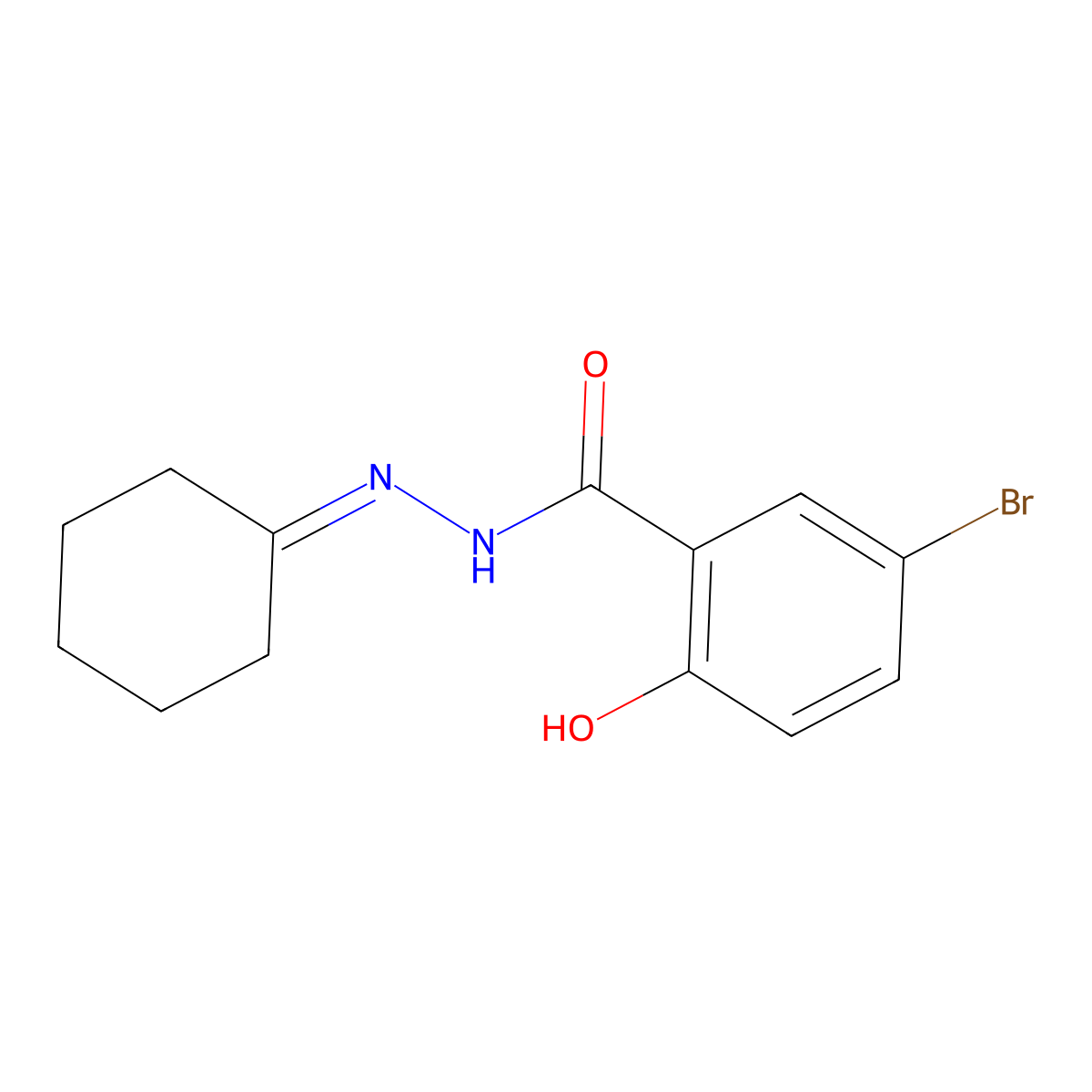 5-Bromo-N'-cyclohexylidene-2-hydroxybenzohydrazide molecular structure, CAS 100713-18-6