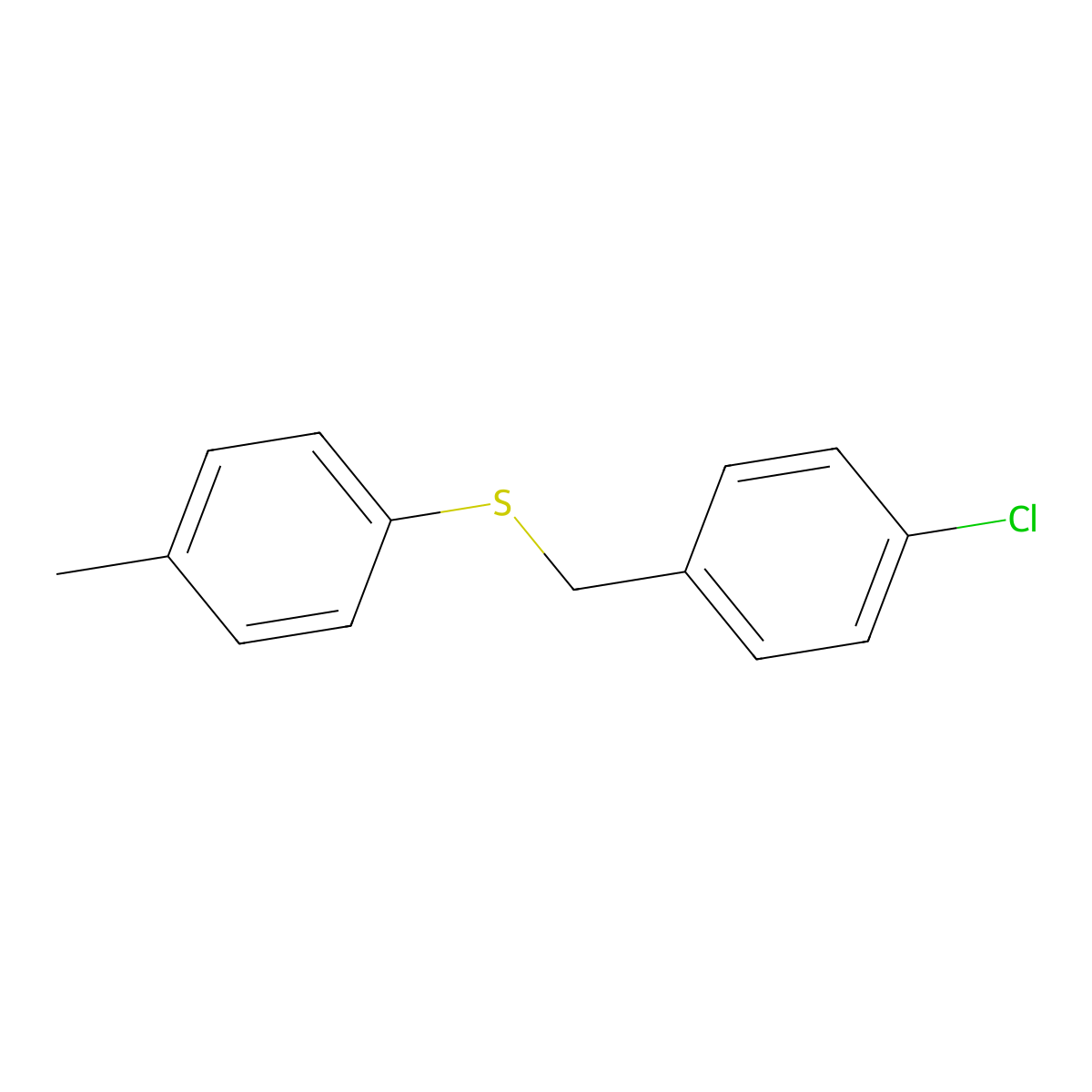 Benzene, 1-chloro-4-[[(4-methylphenyl)thio]methyl]- molecular structure, CAS 100716-85-6