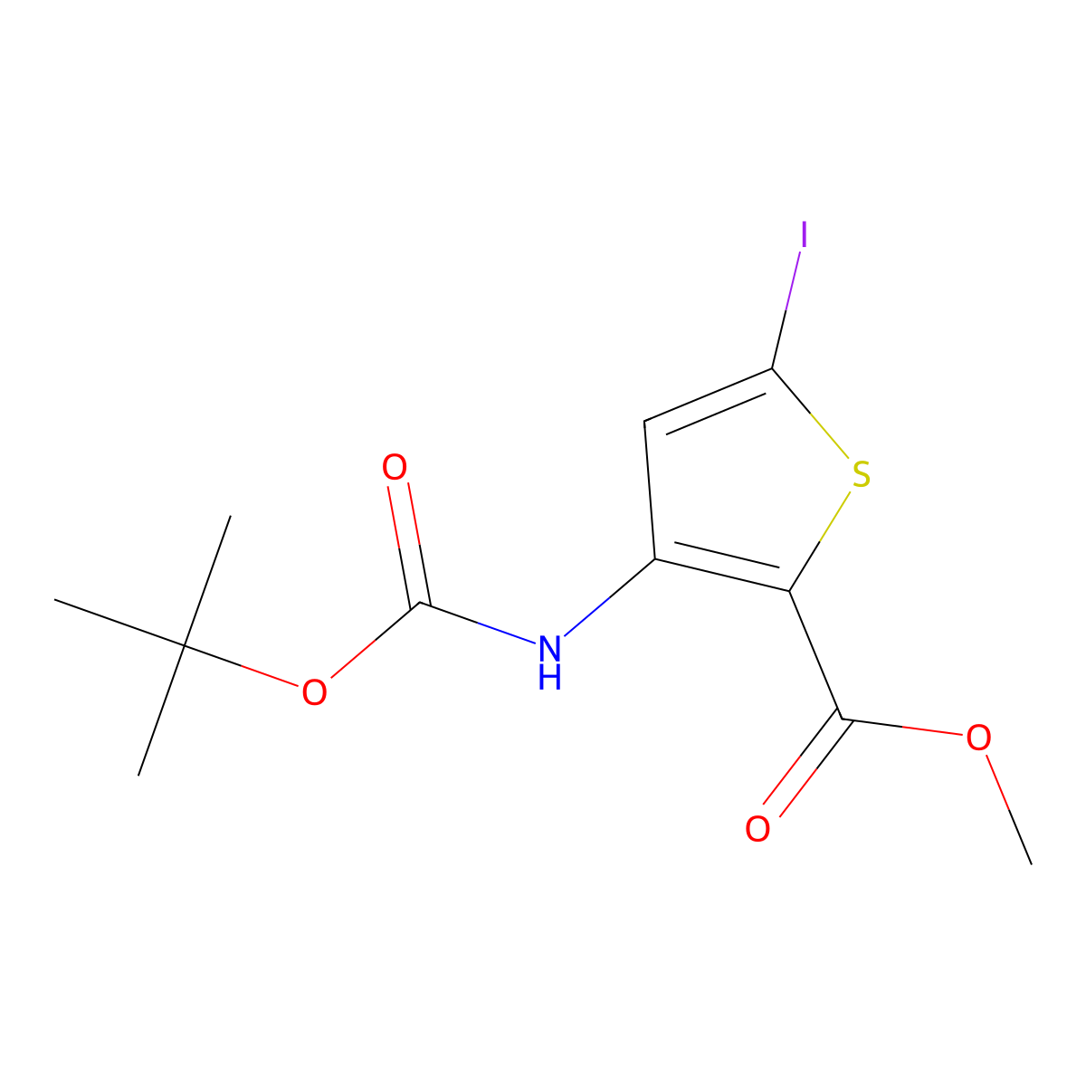 Methyl 3-(((tert-butoxy)carbonyl)amino)-5-iodothiophene-2-carboxylate molecular structure, CAS 1007171-35-8