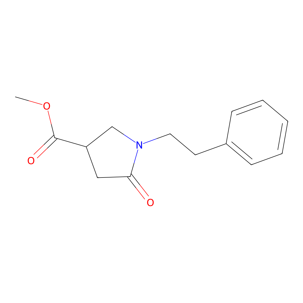 Methyl 5-oxo-1-(2-phenylethyl)pyrrolidine-3-carboxylate molecular structure, CAS 100718-54-5