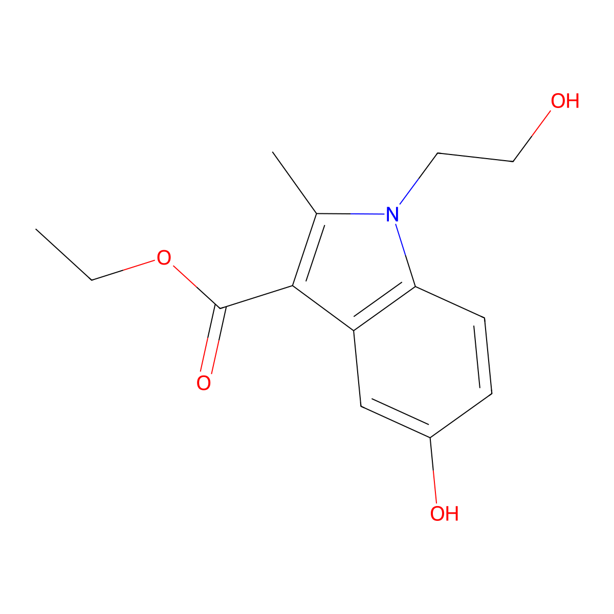 ethyl 5-hydroxy-1-(2-hydroxyethyl)-2-methyl-1H-indole-3-carboxylate molecular structure, CAS 100718-84-1