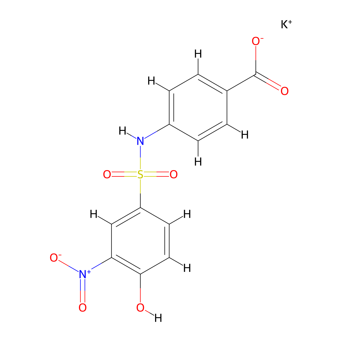 Potassium 4-(4-hydroxy-3-nitrobenzenesulfonamido)benzoate molecular structure, CAS 1007189-79-8