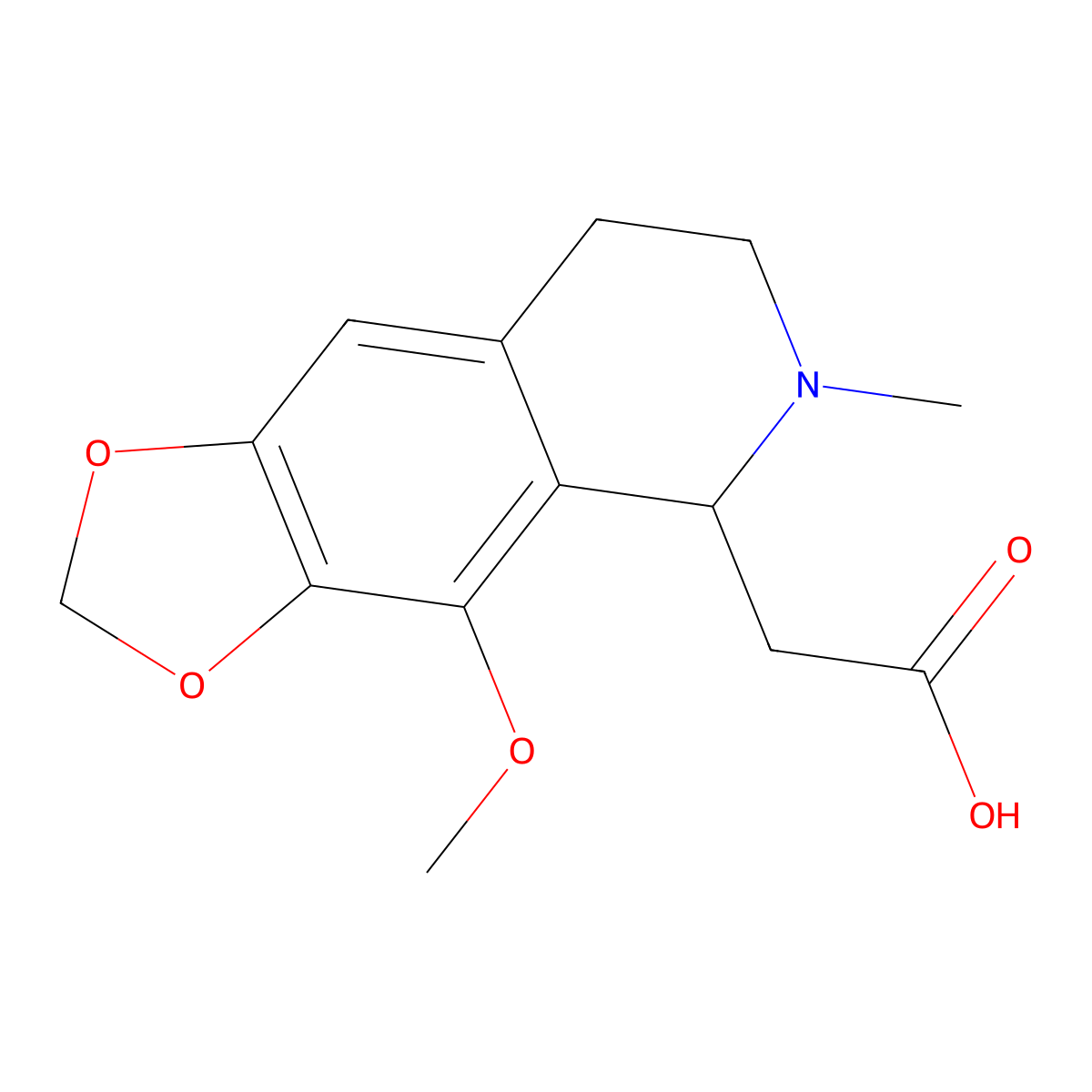 2-(4-Methoxy-6-methyl-5,6,7,8-tetrahydro-[1,3]dioxolo[4,5-g]isoquinolin-5-yl)acetic acid molecular structure, CAS 100719-12-8
