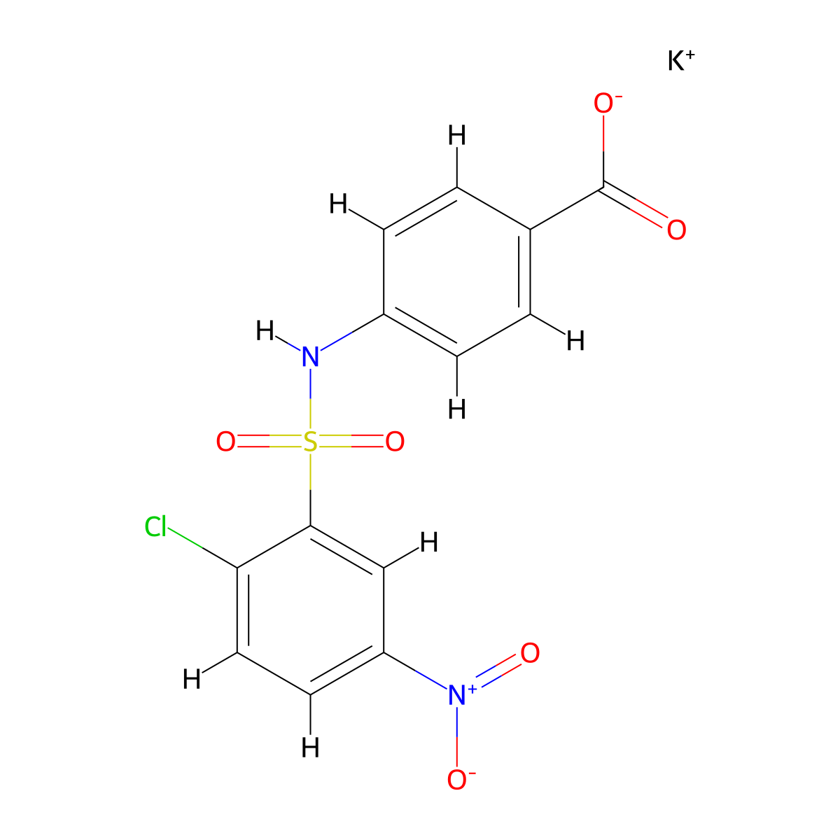 Potassium 4-(2-chloro-5-nitrobenzenesulfonamido)benzoate molecular structure, CAS 1007190-14-8