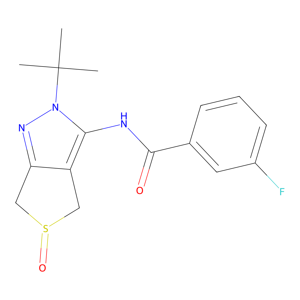 N-(2-(tert-butyl)-5-oxido-4,6-dihydro-2H-thieno[3,4-c]pyrazol-3-yl)-3-fluorobenzamide molecular structure, CAS 1007192-27-9