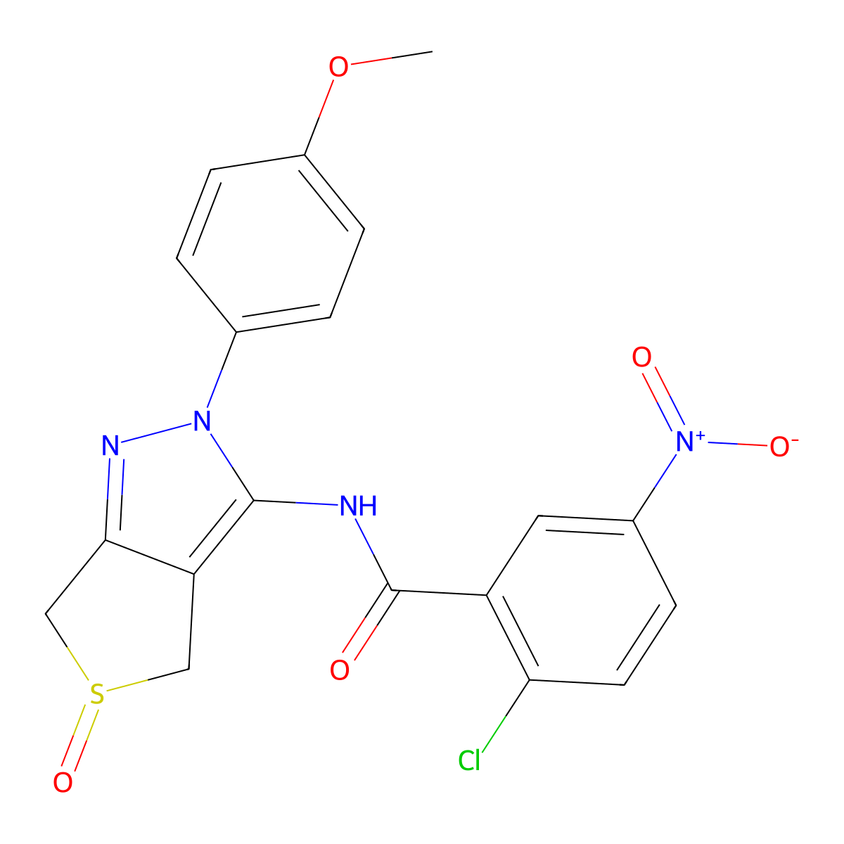 2-chloro-N-(2-(4-methoxyphenyl)-5-oxido-4,6-dihydro-2H-thieno[3,4-c]pyrazol-3-yl)-5-nitrobenzamide molecular structure, CAS 1007192-45-1