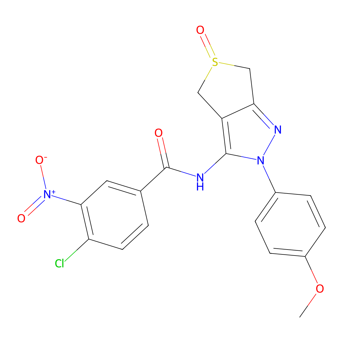4-chloro-N-[2-(4-methoxyphenyl)-5-oxo-4,6-dihydrothieno[3,4-c]pyrazol-3-yl]-3-nitrobenzamide molecular structure, CAS 1007192-46-2