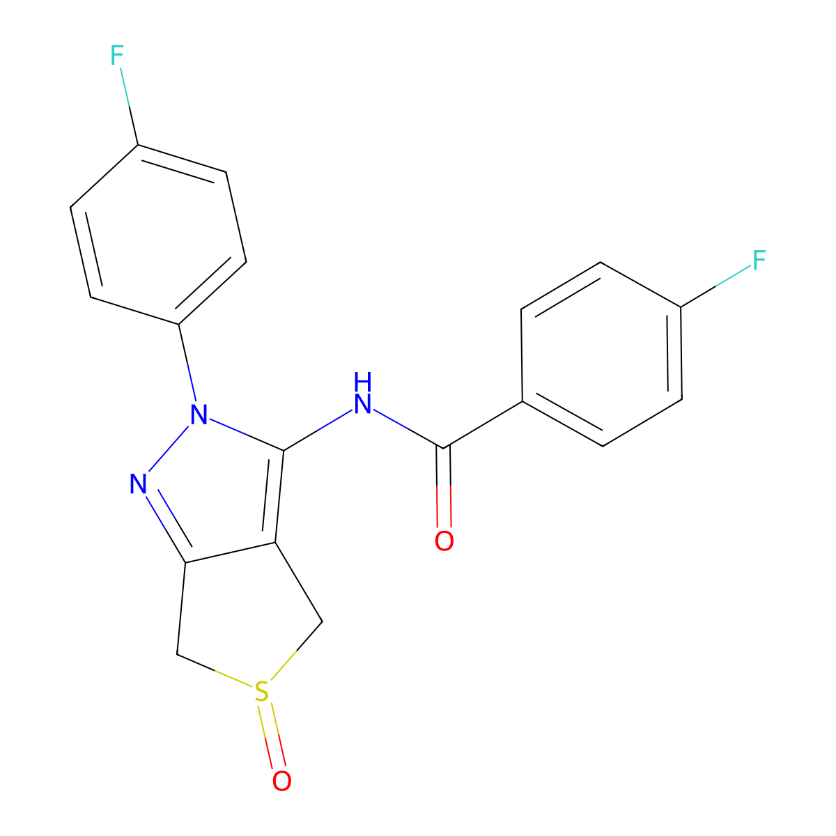 4-fluoro-N-(2-(4-fluorophenyl)-5-oxido-4,6-dihydro-2H-thieno[3,4-c]pyrazol-3-yl)benzamide molecular structure, CAS 1007192-49-5