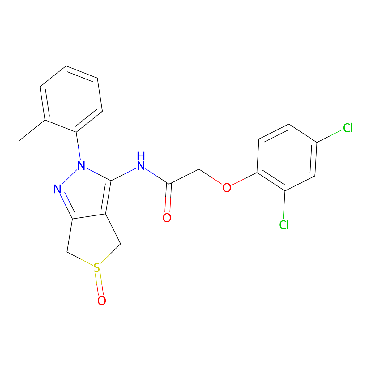 2-(2,4-dichlorophenoxy)-N-[2-(2-methylphenyl)-5-oxo-4,6-dihydrothieno[3,4-c]pyrazol-3-yl]acetamide molecular structure, CAS 1007192-55-3
