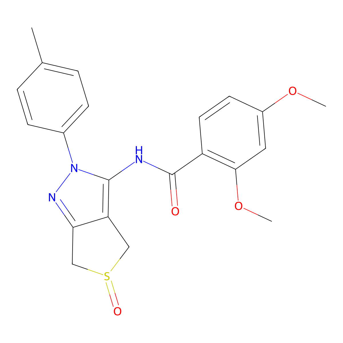 2,4-dimethoxy-N-(5-oxido-2-(p-tolyl)-4,6-dihydro-2H-thieno[3,4-c]pyrazol-3-yl)benzamide molecular structure, CAS 1007192-59-7