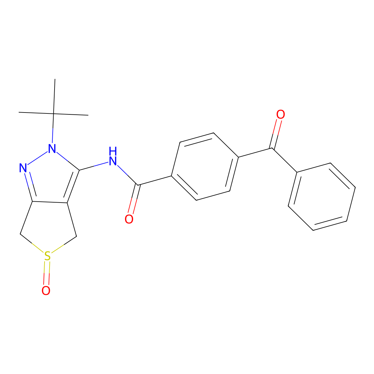 4-benzoyl-N-(2-(tert-butyl)-5-oxido-4,6-dihydro-2H-thieno[3,4-c]pyrazol-3-yl)benzamide molecular structure, CAS 1007192-81-5