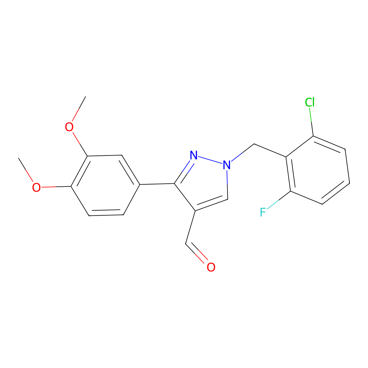 1-(2-chloro-6-fluorobenzyl)-3-(3,4-dimethoxyphenyl)-1H-pyrazole-4-carbaldehyde molecular structure, CAS 1007192-89-3