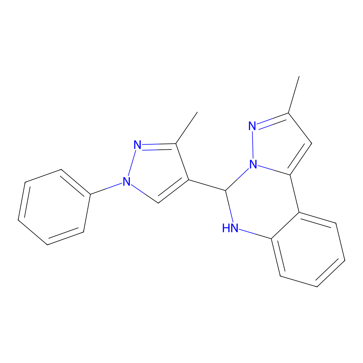 2-Methyl-5-(3-methyl-1-phenyl-1H-pyrazol-4-yl)-5,6-dihydro-pyrazolo[1,5-c]quinazoline molecular structure, CAS 1007192-92-8