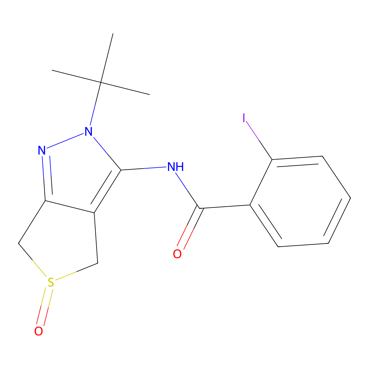 N-(2-tert-butyl-5-oxo-4,6-dihydrothieno[3,4-c]pyrazol-3-yl)-2-iodobenzamide molecular structure, CAS 1007192-99-5
