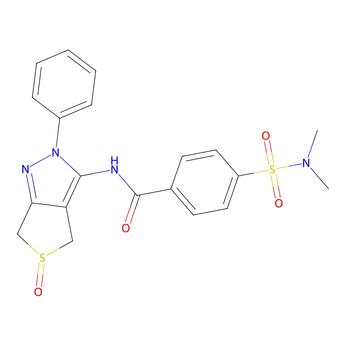 4-(dimethylsulfamoyl)-N-(5-oxo-2-phenyl-4,6-dihydrothieno[3,4-c]pyrazol-3-yl)benzamide molecular structure, CAS 1007193-01-2