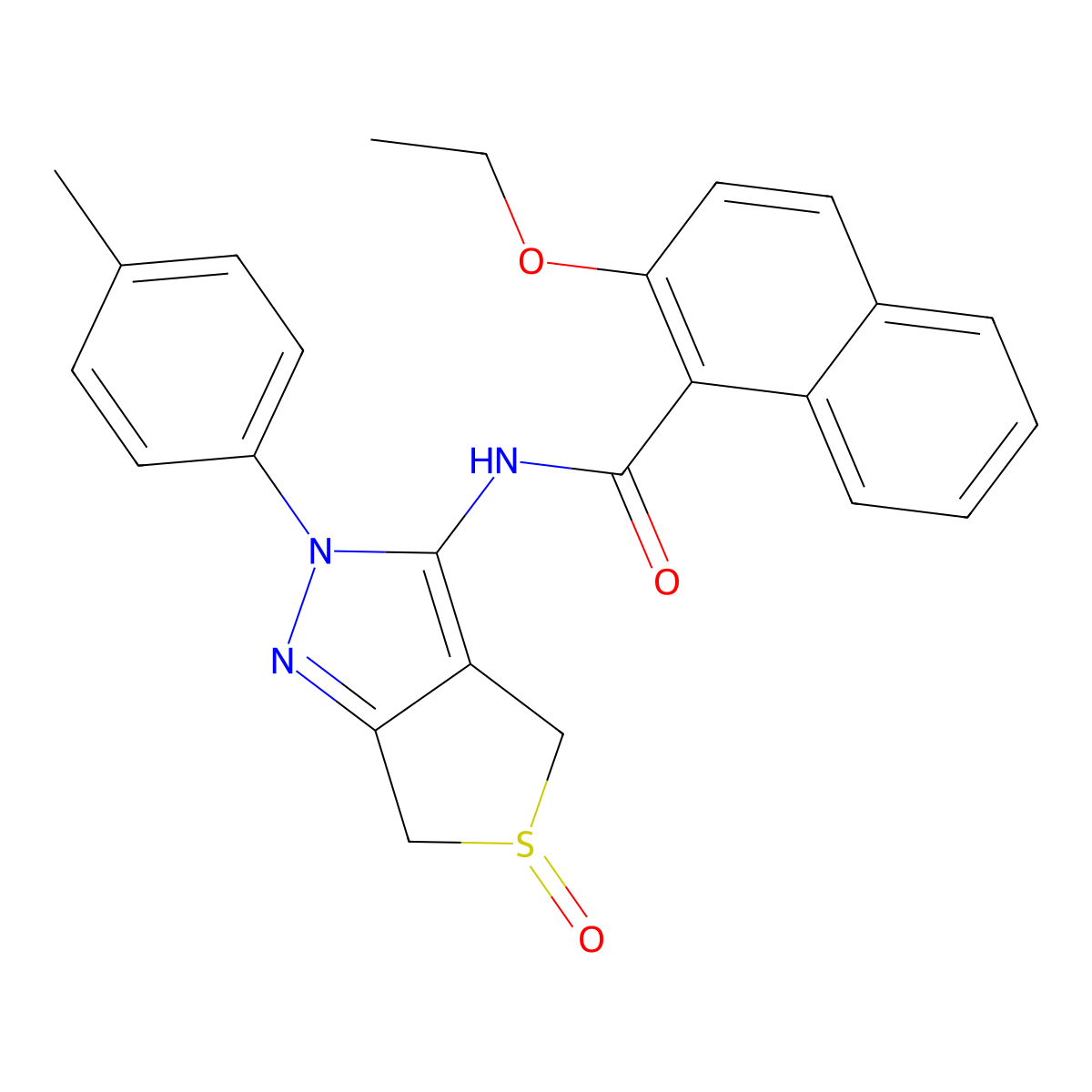 2-ethoxy-N-(5-oxido-2-(p-tolyl)-4,6-dihydro-2H-thieno[3,4-c]pyrazol-3-yl)-1-naphthamide molecular structure, CAS 1007193-04-5