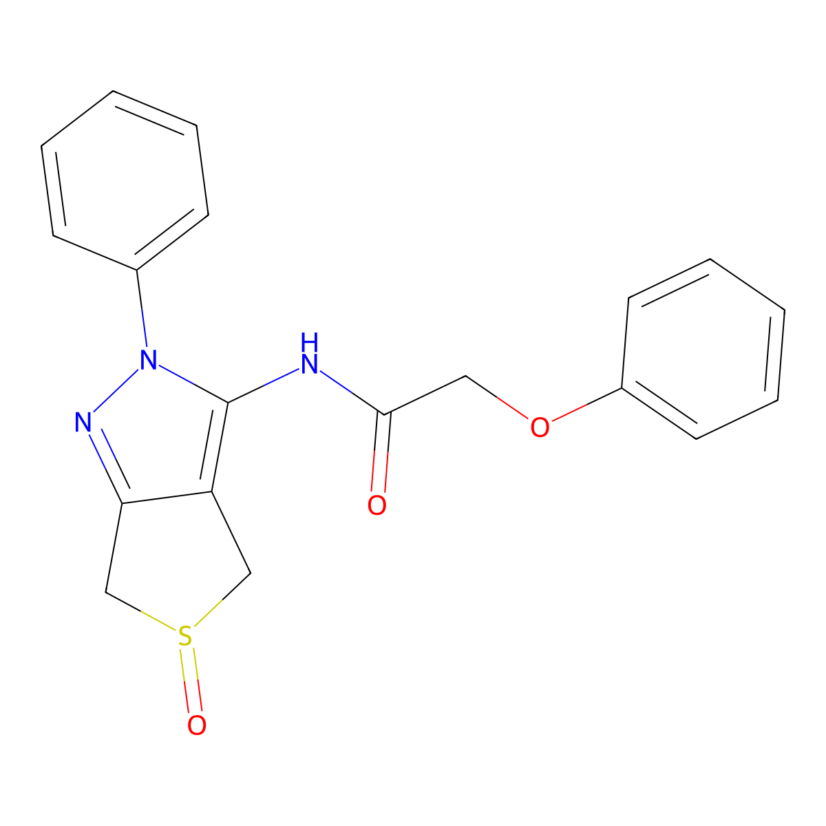 N-(5-oxido-2-phenyl-4,6-dihydro-2H-thieno[3,4-c]pyrazol-3-yl)-2-phenoxyacetamide molecular structure, CAS 1007193-27-2