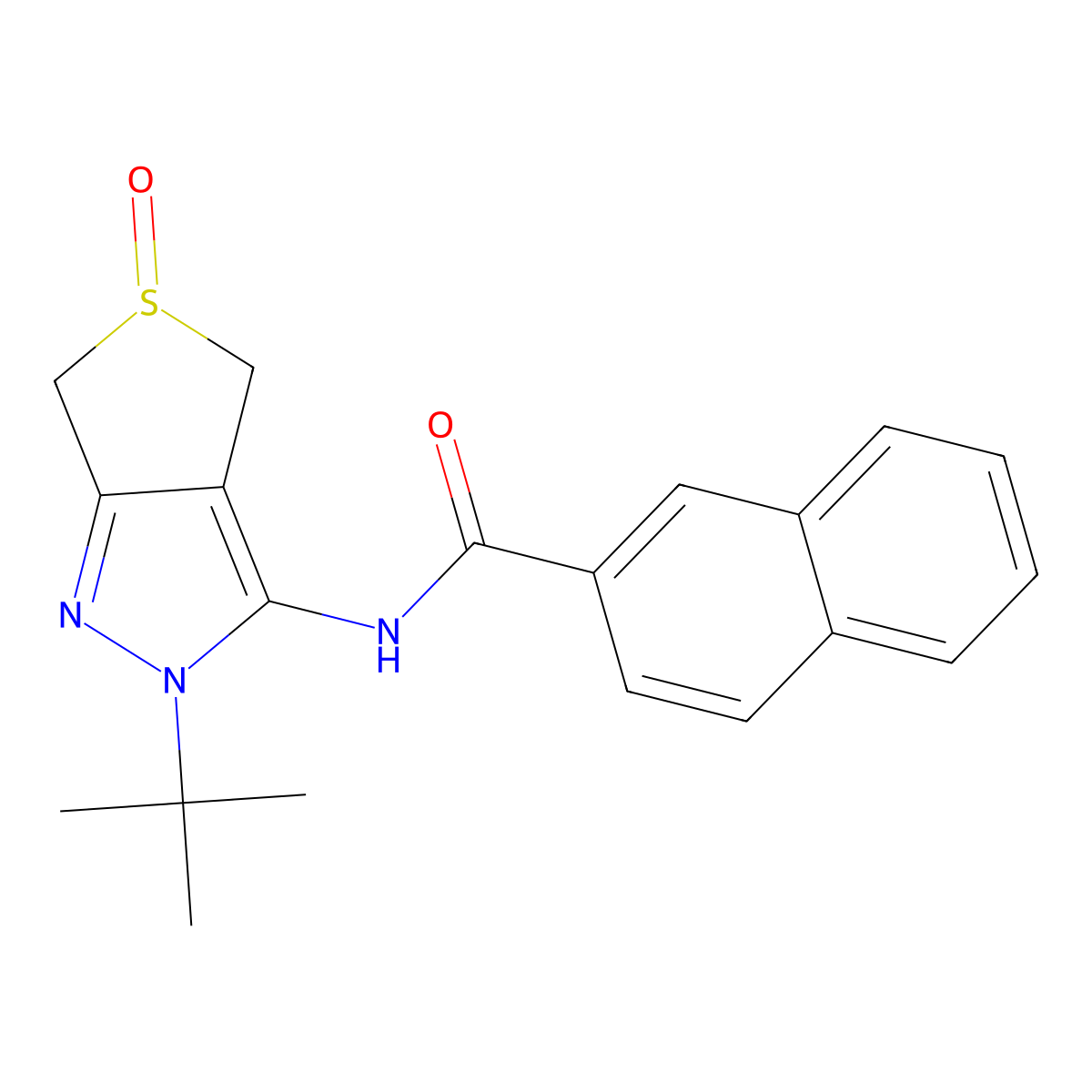 N-(2-(tert-butyl)-5-oxido-4,6-dihydro-2H-thieno[3,4-c]pyrazol-3-yl)-2-naphthamide molecular structure, CAS 1007193-28-3