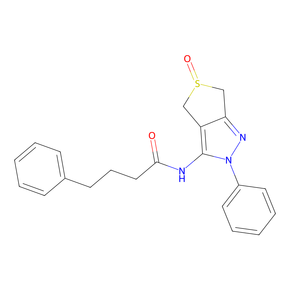 N-(5-oxido-2-phenyl-4,6-dihydro-2H-thieno[3,4-c]pyrazol-3-yl)-4-phenylbutanamide molecular structure, CAS 1007193-31-8