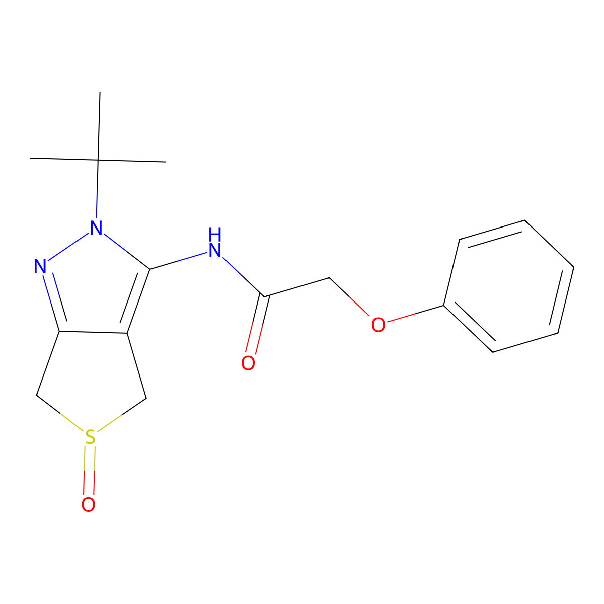 N-(2-tert-butyl-5-oxo-4,6-dihydrothieno[3,4-c]pyrazol-3-yl)-2-phenoxyacetamide molecular structure, CAS 1007193-36-3