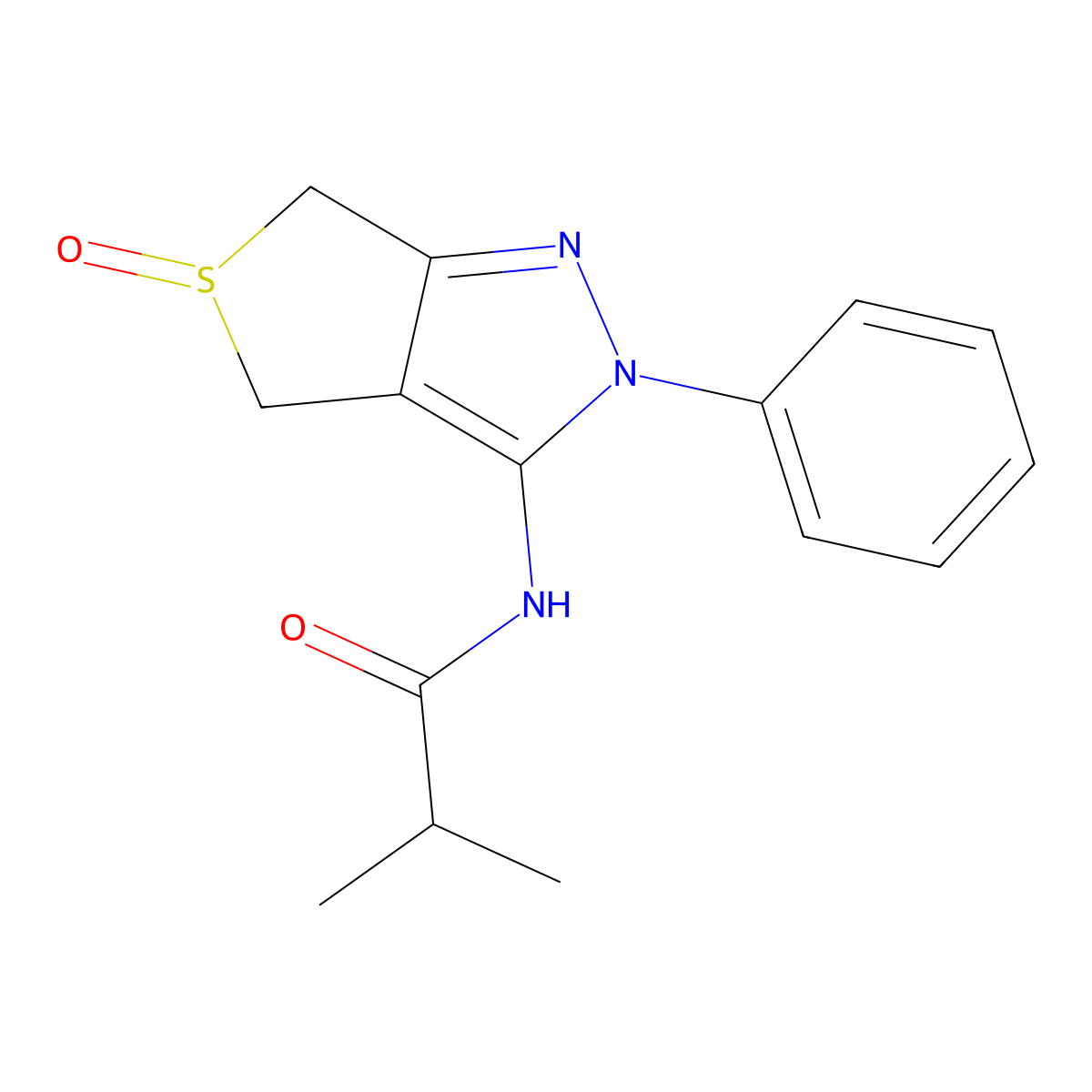 2-methyl-N-(5-oxo-2-phenyl-4,6-dihydrothieno[3,4-c]pyrazol-3-yl)propanamide molecular structure, CAS 1007193-37-4