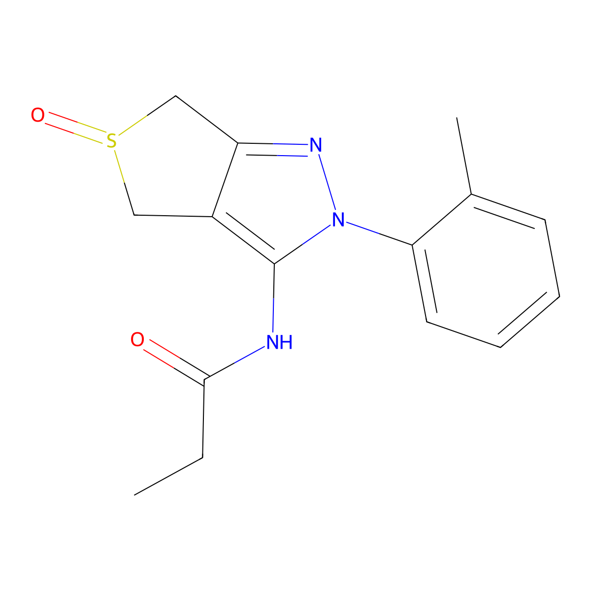 N-[2-(2-methylphenyl)-5-oxo-4,6-dihydrothieno[3,4-c]pyrazol-3-yl]propanamide molecular structure, CAS 1007193-38-5
