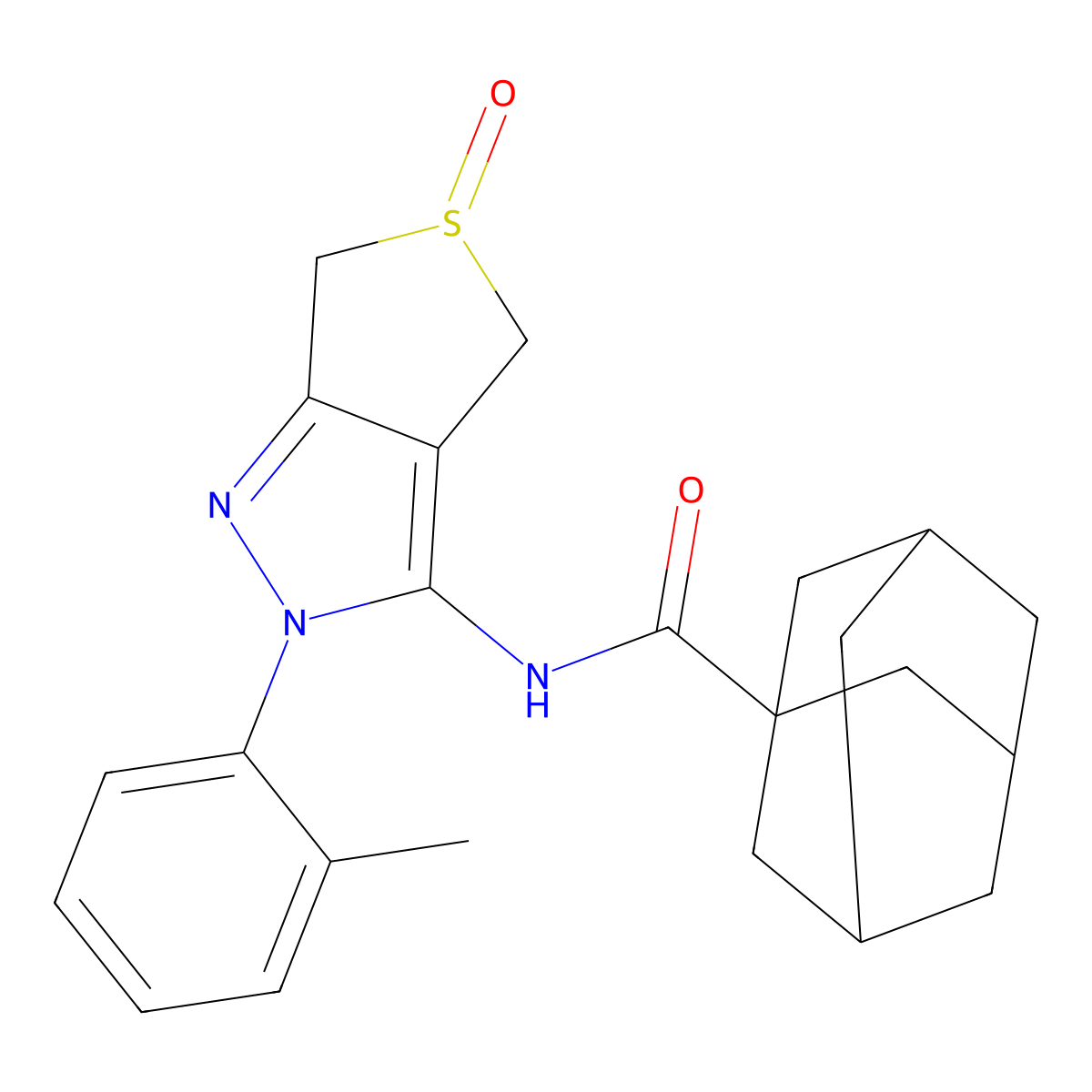 N-[2-(2-methylphenyl)-5-oxo-4,6-dihydrothieno[3,4-c]pyrazol-3-yl]adamantane-1-carboxamide molecular structure, CAS 1007193-44-3