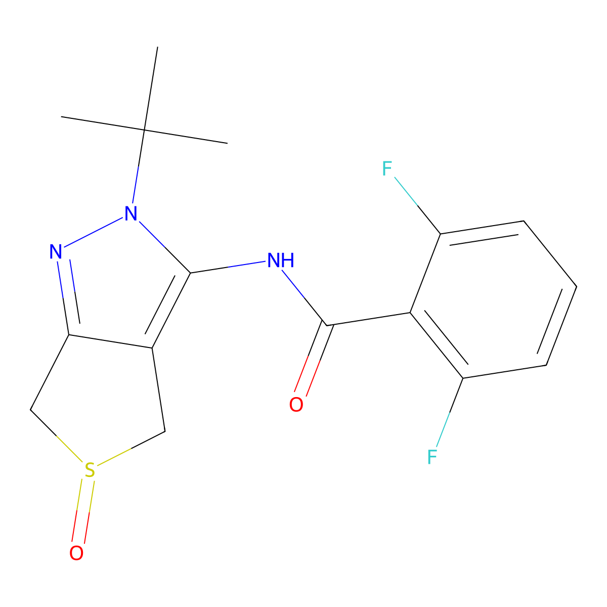 N-(2-(tert-butyl)-5-oxido-4,6-dihydro-2H-thieno[3,4-c]pyrazol-3-yl)-2,6-difluorobenzamide molecular structure, CAS 1007193-48-7