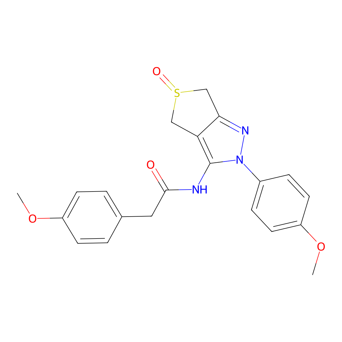 2-(4-methoxyphenyl)-N-(2-(4-methoxyphenyl)-5-oxido-4,6-dihydro-2H-thieno[3,4-c]pyrazol-3-yl)acetamide molecular structure, CAS 1007193-49-8