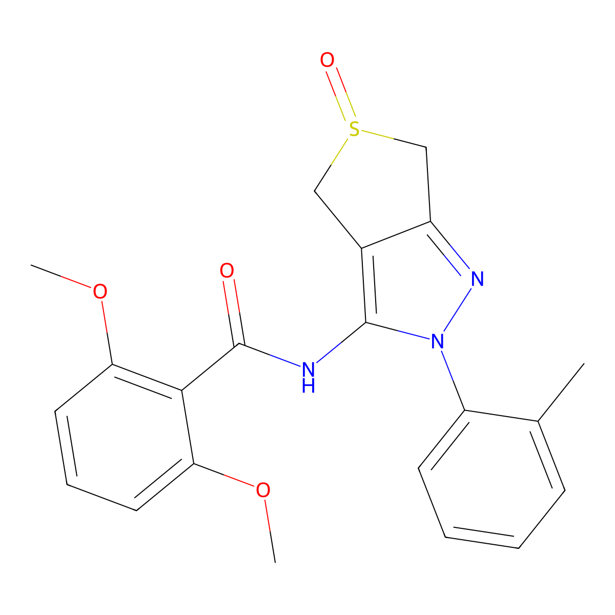 2,6-dimethoxy-N-[2-(2-methylphenyl)-5-oxo-4,6-dihydrothieno[3,4-c]pyrazol-3-yl]benzamide molecular structure, CAS 1007193-50-1