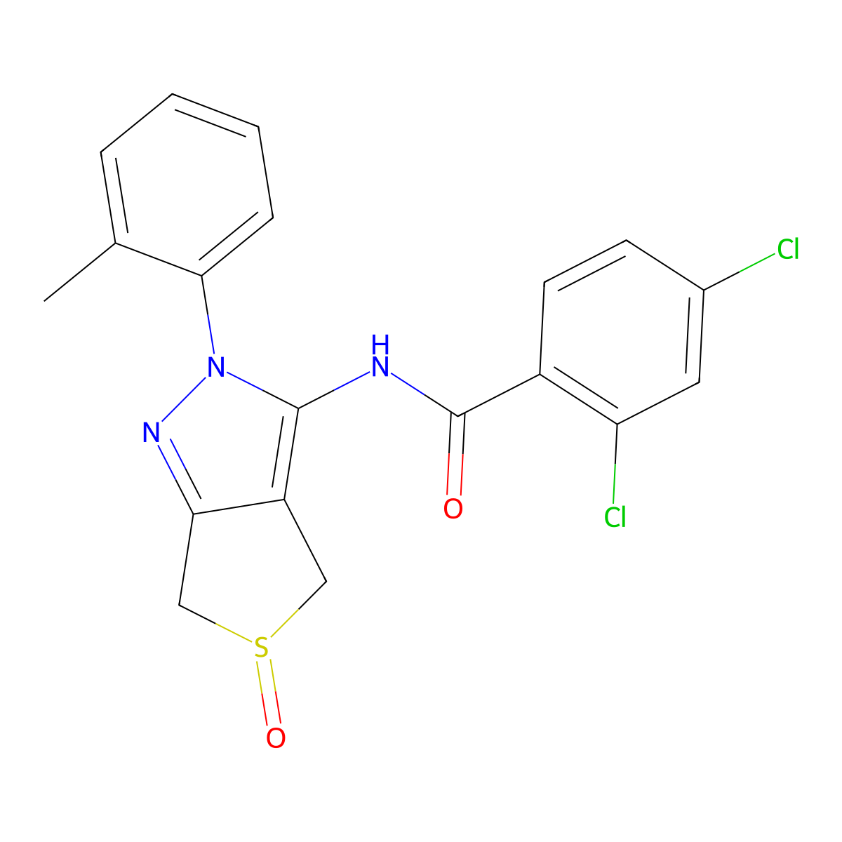 2,4-dichloro-N-[2-(2-methylphenyl)-5-oxo-4,6-dihydrothieno[3,4-c]pyrazol-3-yl]benzamide molecular structure, CAS 1007193-62-5