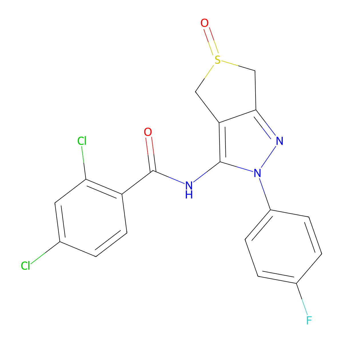 2,4-dichloro-N-[2-(4-fluorophenyl)-5-oxo-4,6-dihydrothieno[3,4-c]pyrazol-3-yl]benzamide molecular structure, CAS 1007193-73-8