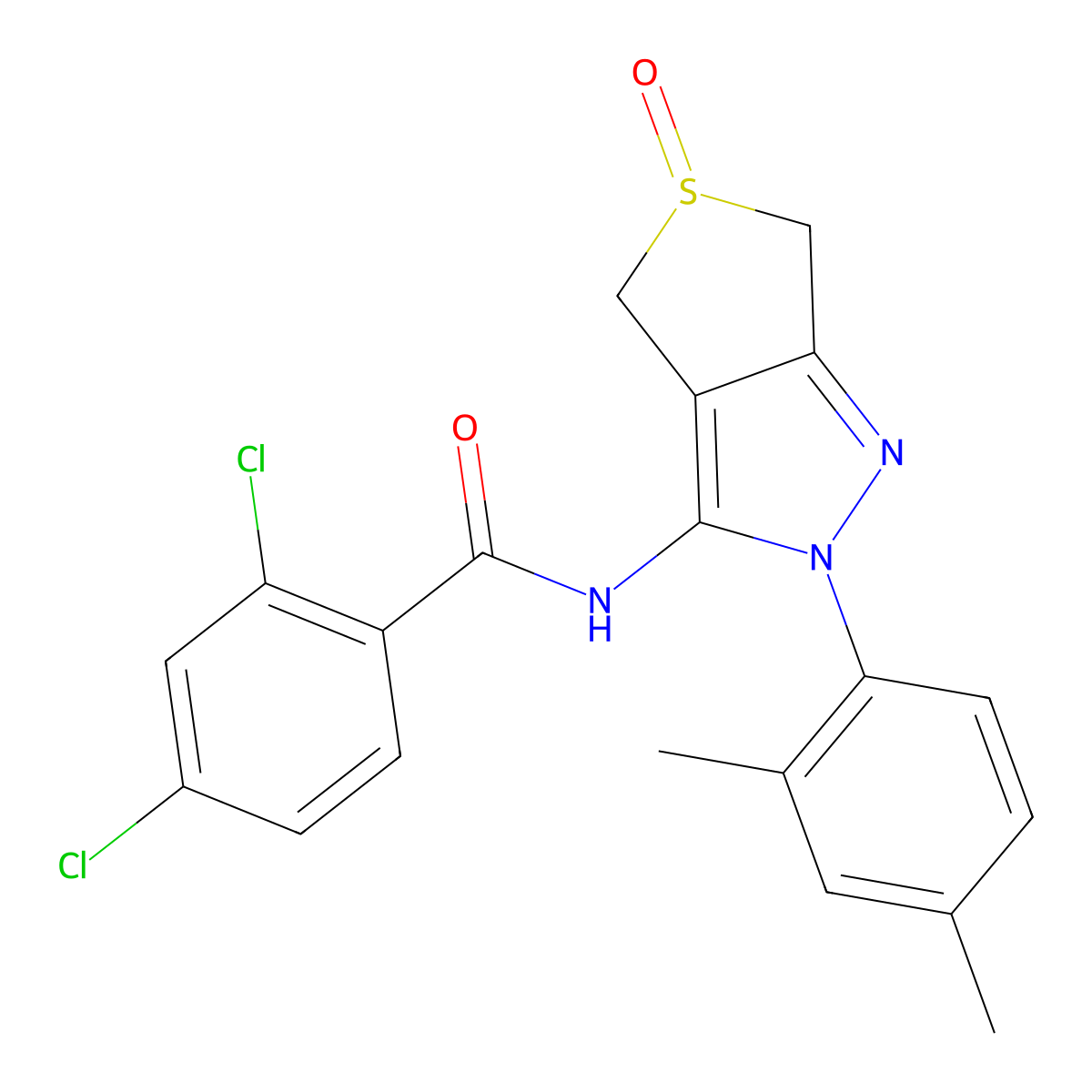 2,4-dichloro-N-(2-(2,4-dimethylphenyl)-5-oxido-4,6-dihydro-2H-thieno[3,4-c]pyrazol-3-yl)benzamide molecular structure, CAS 1007193-84-1