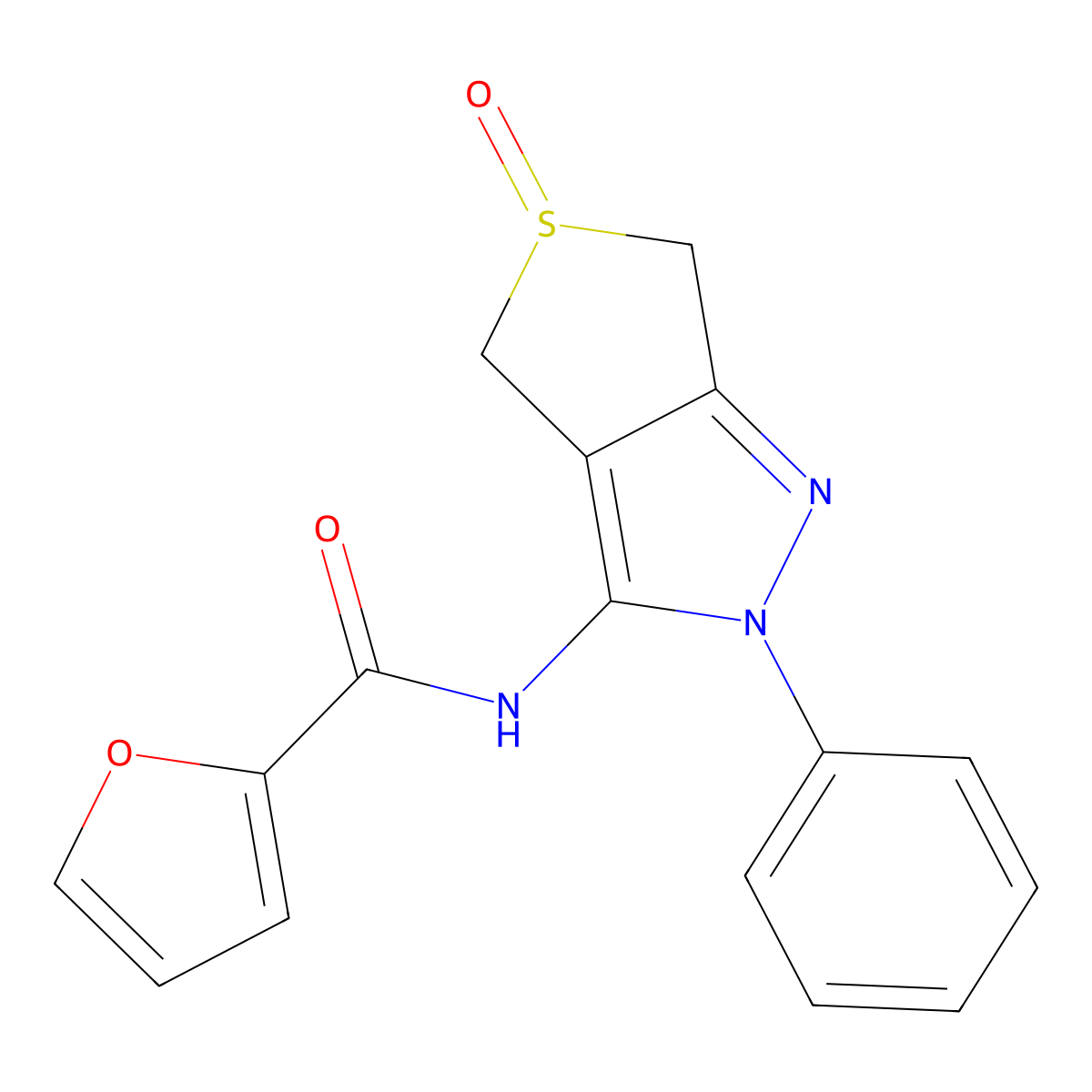 N-(5-oxido-2-phenyl-4,6-dihydro-2H-thieno[3,4-c]pyrazol-3-yl)furan-2-carboxamide molecular structure, CAS 1007193-85-2