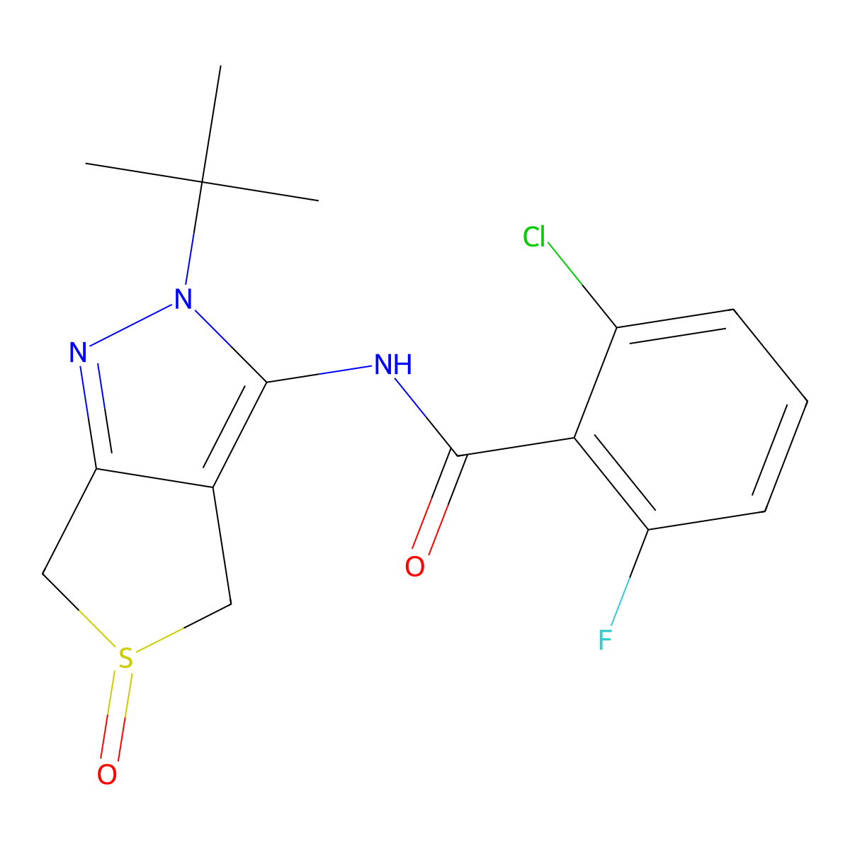 N-(2-(tert-butyl)-5-oxido-4,6-dihydro-2H-thieno[3,4-c]pyrazol-3-yl)-2-chloro-6-fluorobenzamide molecular structure, CAS 1007193-87-4