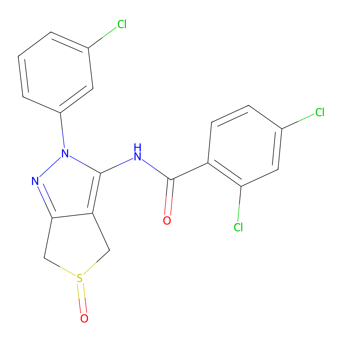2,4-dichloro-N-(2-(3-chlorophenyl)-5-oxido-4,6-dihydro-2H-thieno[3,4-c]pyrazol-3-yl)benzamide molecular structure, CAS 1007193-97-6