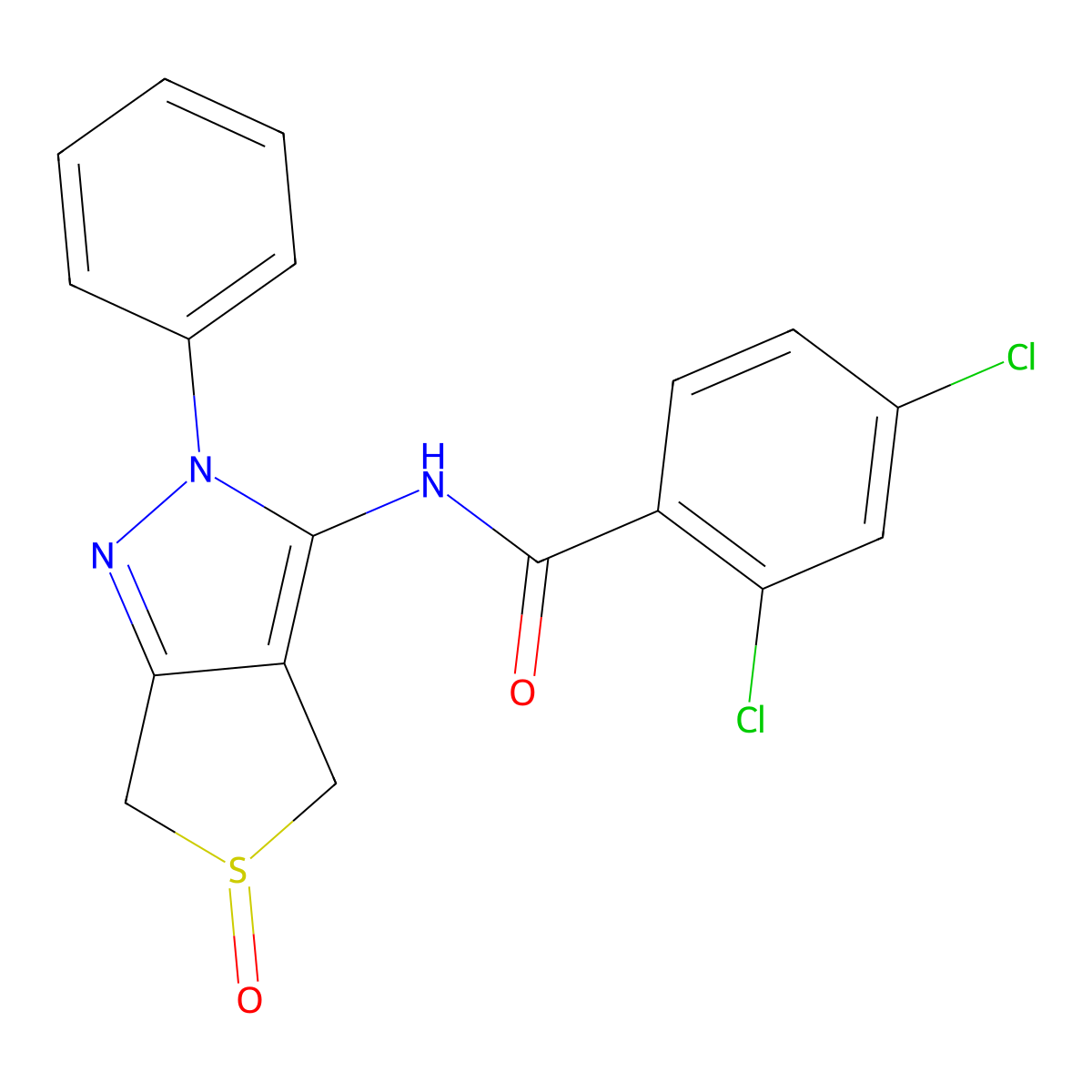 2,4-dichloro-N-(5-oxo-2-phenyl-4,6-dihydrothieno[3,4-c]pyrazol-3-yl)benzamide molecular structure, CAS 1007194-01-5