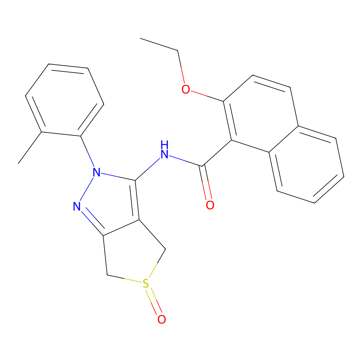 2-ethoxy-N-(5-oxido-2-(o-tolyl)-4,6-dihydro-2H-thieno[3,4-c]pyrazol-3-yl)-1-naphthamide molecular structure, CAS 1007194-04-8
