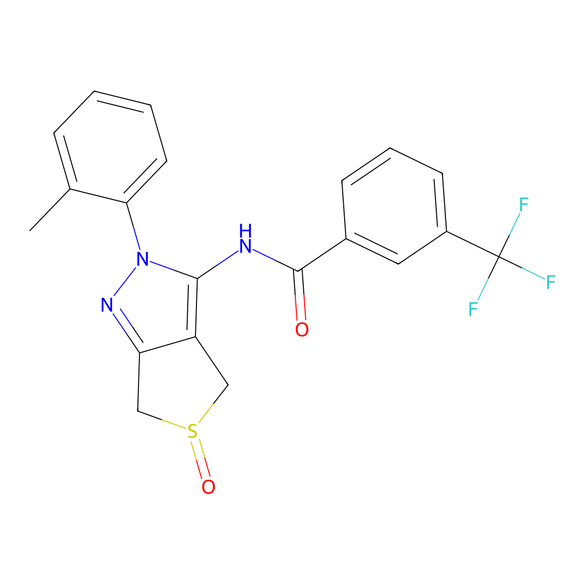 N-[2-(2-methylphenyl)-5-oxo-4,6-dihydrothieno[3,4-c]pyrazol-3-yl]-3-(trifluoromethyl)benzamide molecular structure, CAS 1007194-23-1