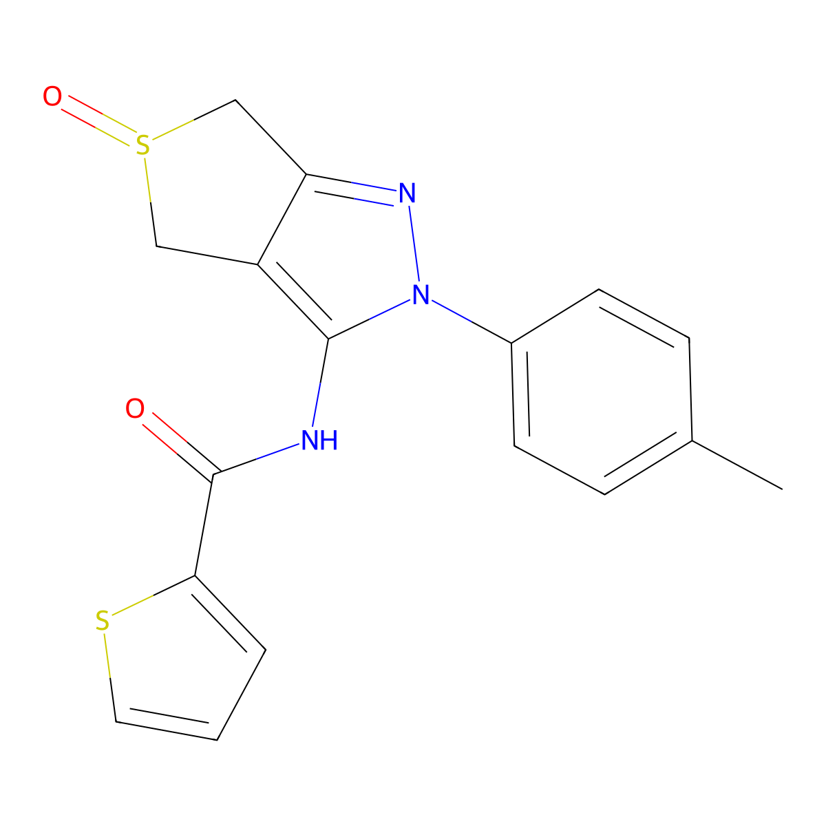 N-[2-(4-methylphenyl)-5-oxo-4,6-dihydrothieno[3,4-c]pyrazol-3-yl]thiophene-2-carboxamide molecular structure, CAS 1007194-24-2