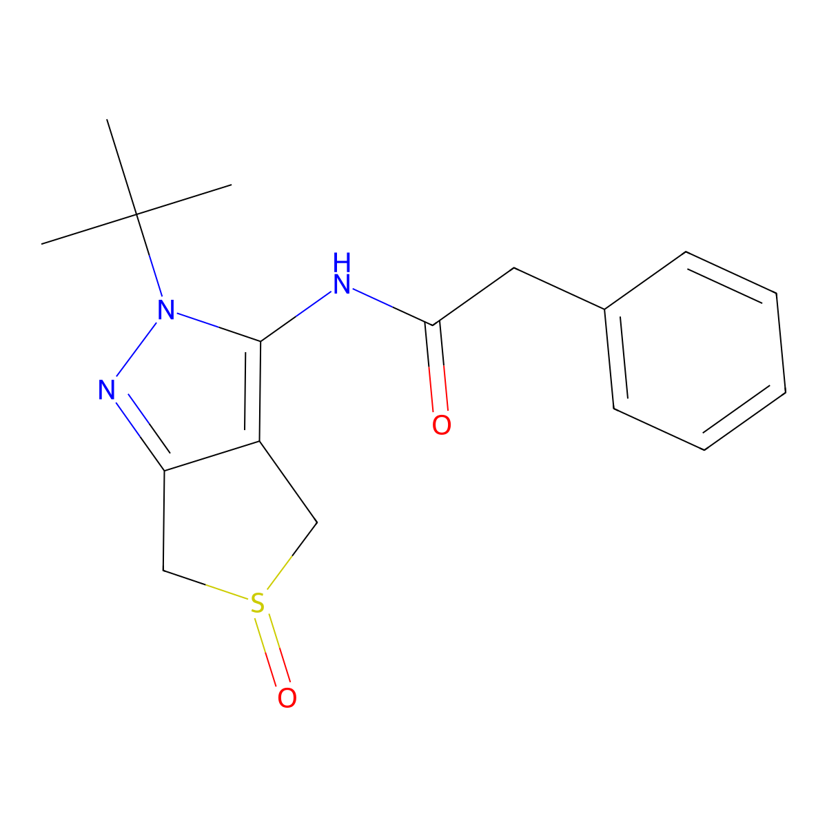N-(2-tert-butyl-5-oxo-4,6-dihydrothieno[3,4-c]pyrazol-3-yl)-2-phenylacetamide molecular structure, CAS 1007194-25-3
