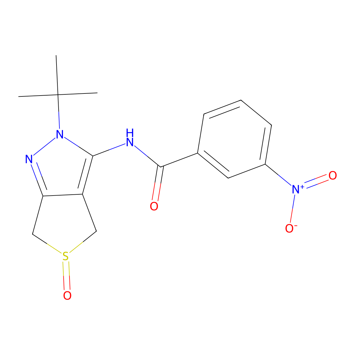 N-(2-(tert-butyl)-5-oxido-4,6-dihydro-2H-thieno[3,4-c]pyrazol-3-yl)-3-nitrobenzamide molecular structure, CAS 1007194-30-0