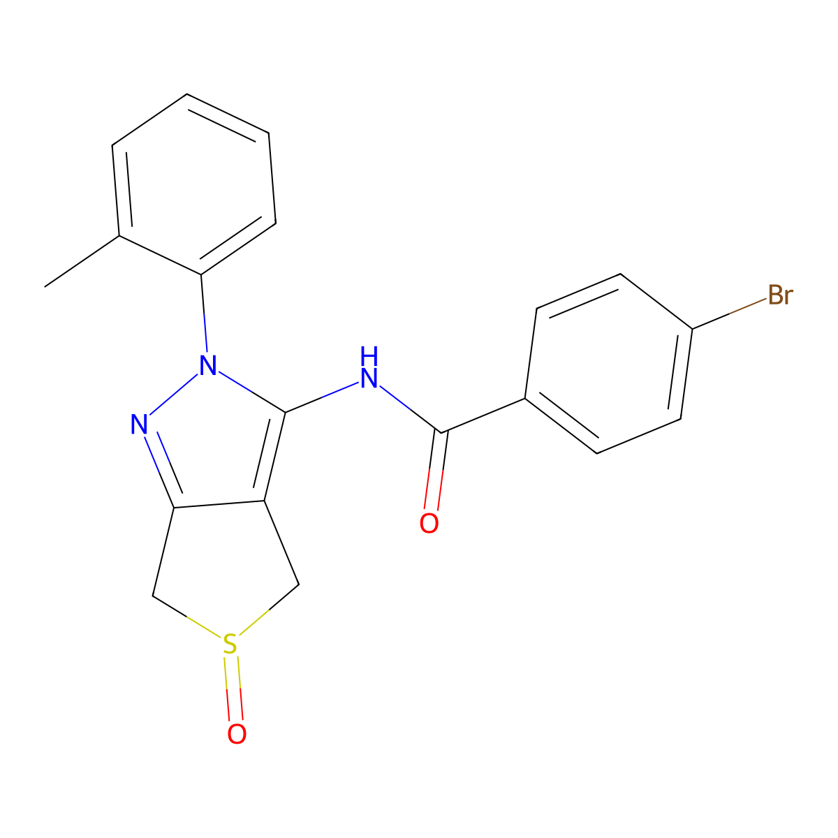 4-bromo-N-[2-(2-methylphenyl)-5-oxo-4,6-dihydrothieno[3,4-c]pyrazol-3-yl]benzamide molecular structure, CAS 1007194-43-5